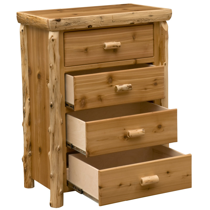 Fireside Lodge Cedar Log Four Drawer Chest - Natural - Premium Line, Traditional