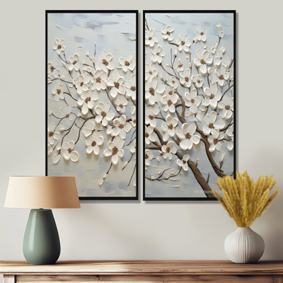 Dogwood Serenity Magical Tree I - art mural traditionnel blanc