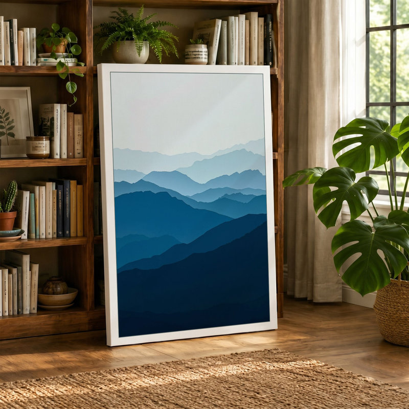 Mountains at Distance Scandinavian - Wrapped Canvas, Ochre Border, 30x20 - 76.2 x 50.8 cm