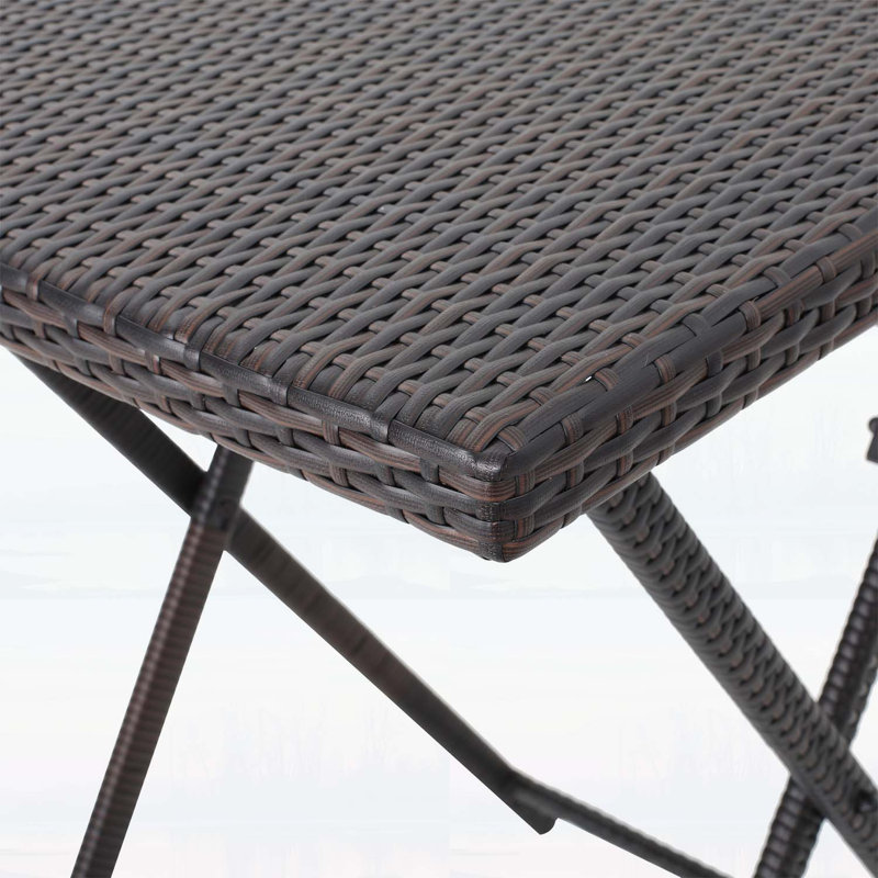 Table de bar d'extérieur pliante en rotin durable avec osier résistant et intempéries et structure en fer thermolaqué pour une utilisation polyvalente