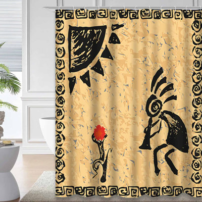 Waterproof Ethnic Dance Sketch AfroBeats Shower Curtain with 12 Hooks