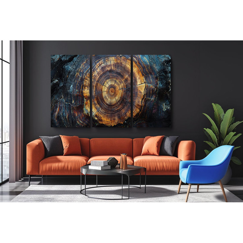 «Triptych Canvas Wall Art - Petrified Wood Triptych», ensemble d'art mural, H 20 po x l 30 po