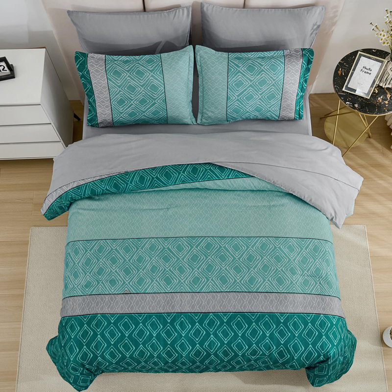 Ensemble d'édredon 7 pièces Boho, Vert sarcelle, Grand édredon et 6 pièces supplémentaires