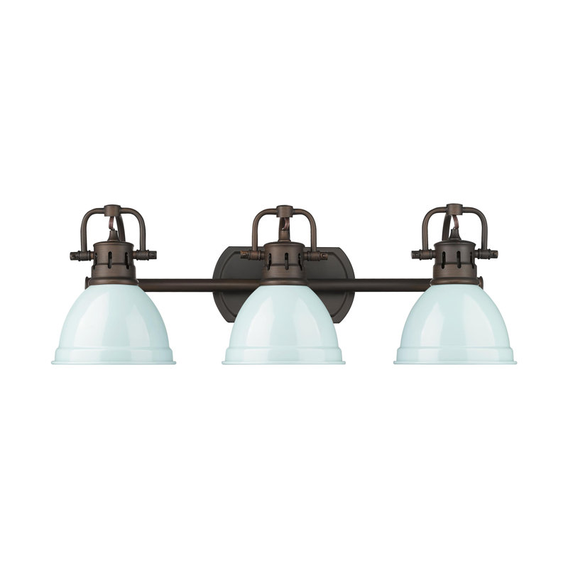 Meuble-lavabo de salle de bain 3 lumières Iftimie, Bronze huilé, Écume de mer, écume de mer