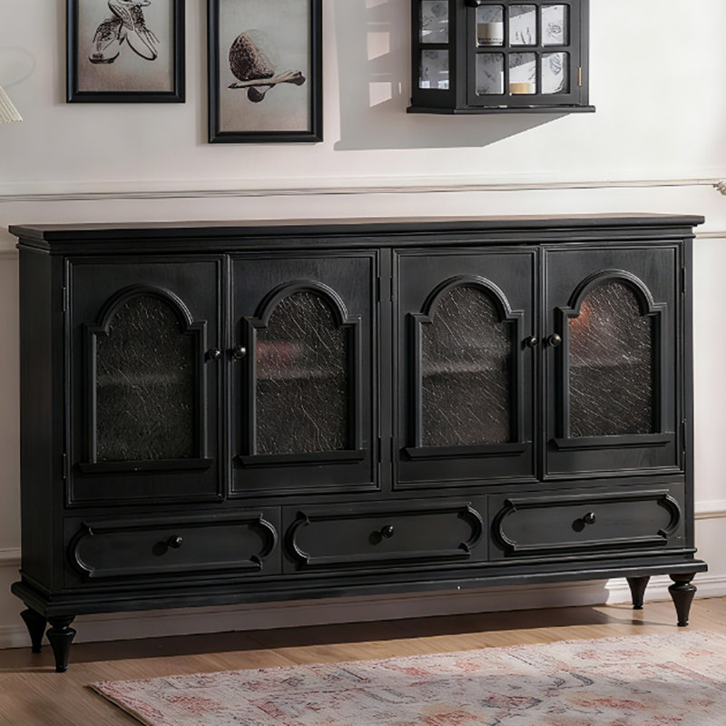 Modern Black Solid Wood Sideboard