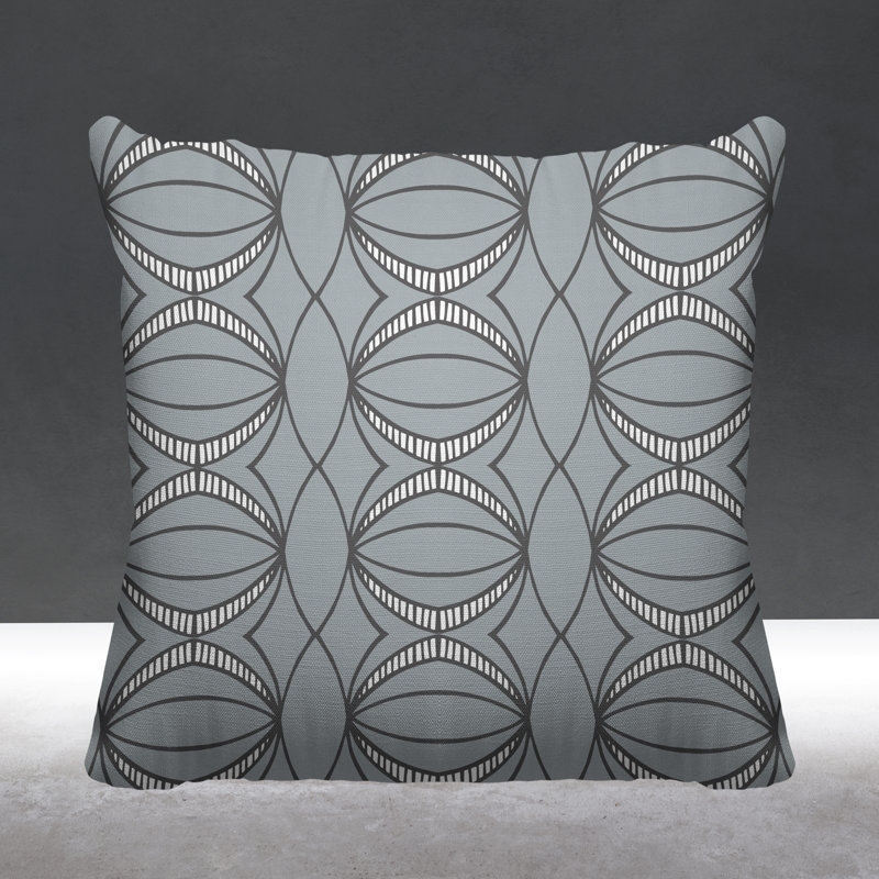 Samira Abstract Outdoor Reversible Throw Pillow, 15H" x 15W", Grey