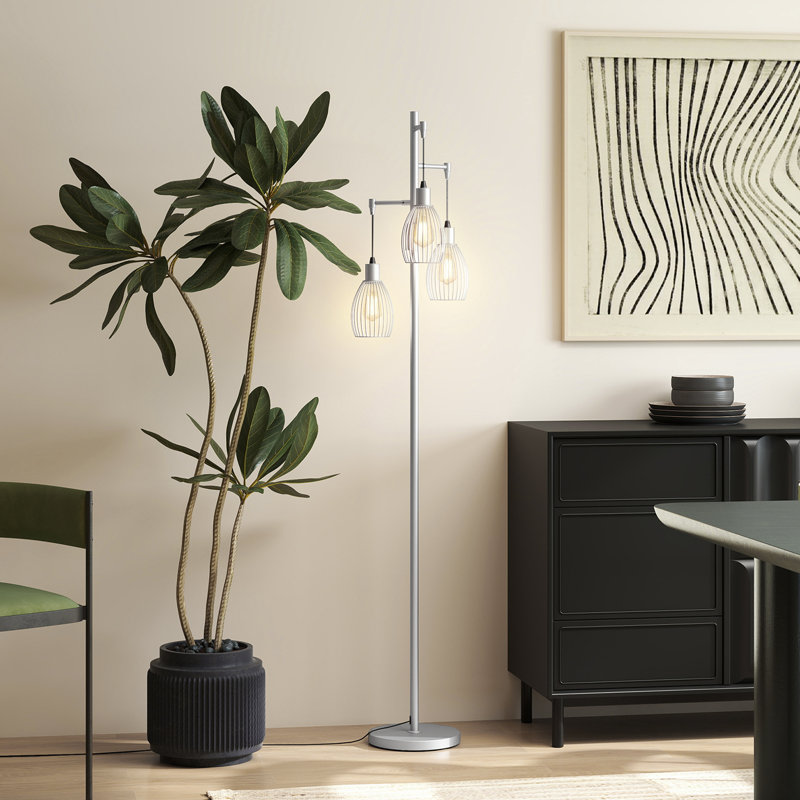 Floor Lamp, Silver Tone