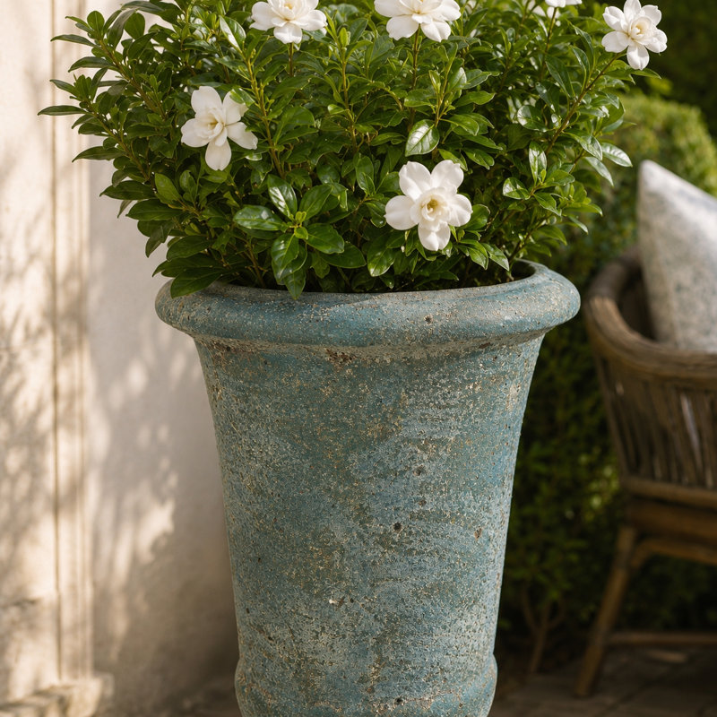14 in. Tall Urn - Aqua Verde