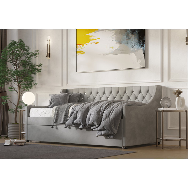 Analily Upholstered Daybed, Silver Gray