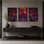 "Haunted Castle" avec lune rouge et Halloween, ensemble de 3 toiles-1339125935
