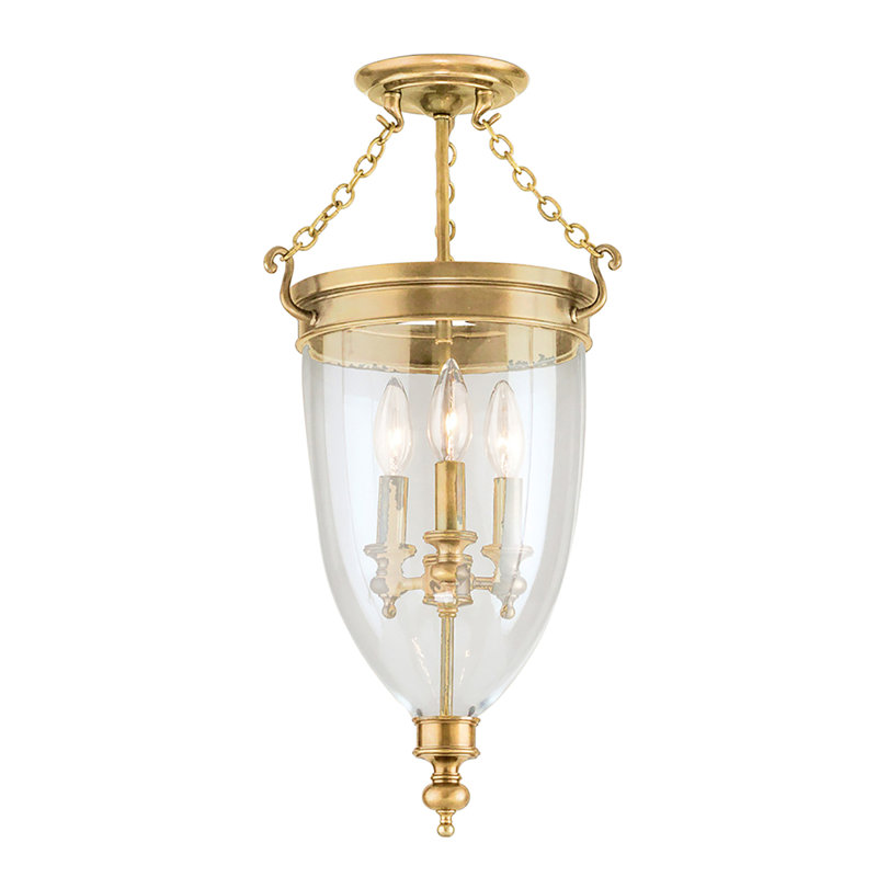 Hanover 3 - Light Semi Flush Mount, Aged Brass, 21.5"H x 12"W