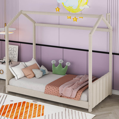 Searsboro Velvet House Bed Wood Bed