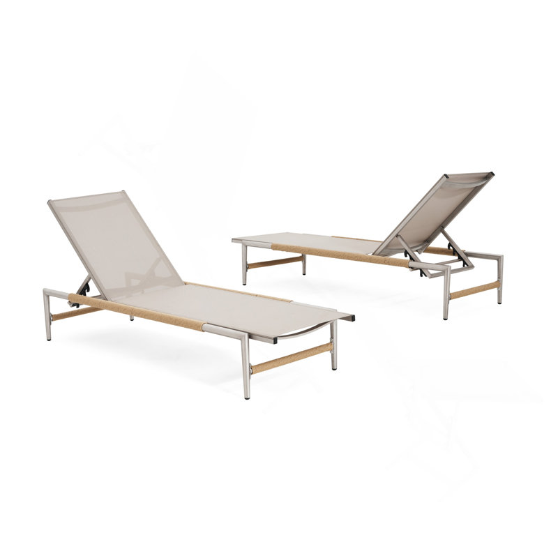 Chaise longue d'extérieur en aluminium, ensemble de 2
