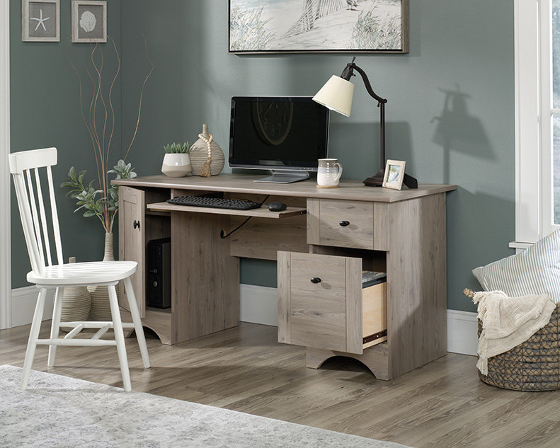 Bureau en bois en chêne Laurel, Gris