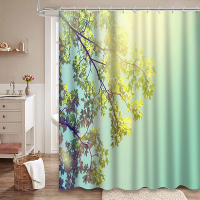 Rideau de douche avec 12 crochets Green Forest Trees