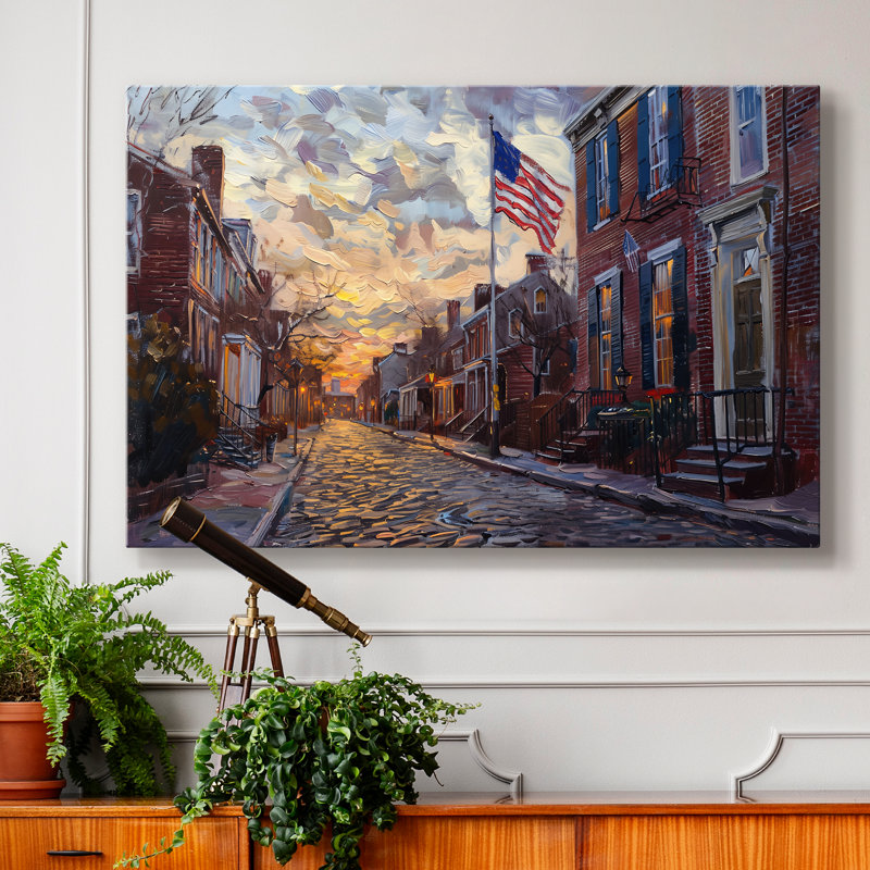 Vieille ville, toile tendue avec drapeau Aloft - prêt à accrocher, 18X27