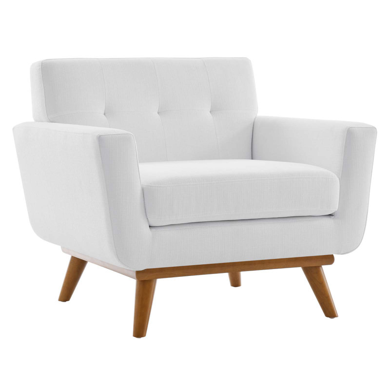 Carson Carrington Sigtuna Wooden Leg Mid-century Armchair, White