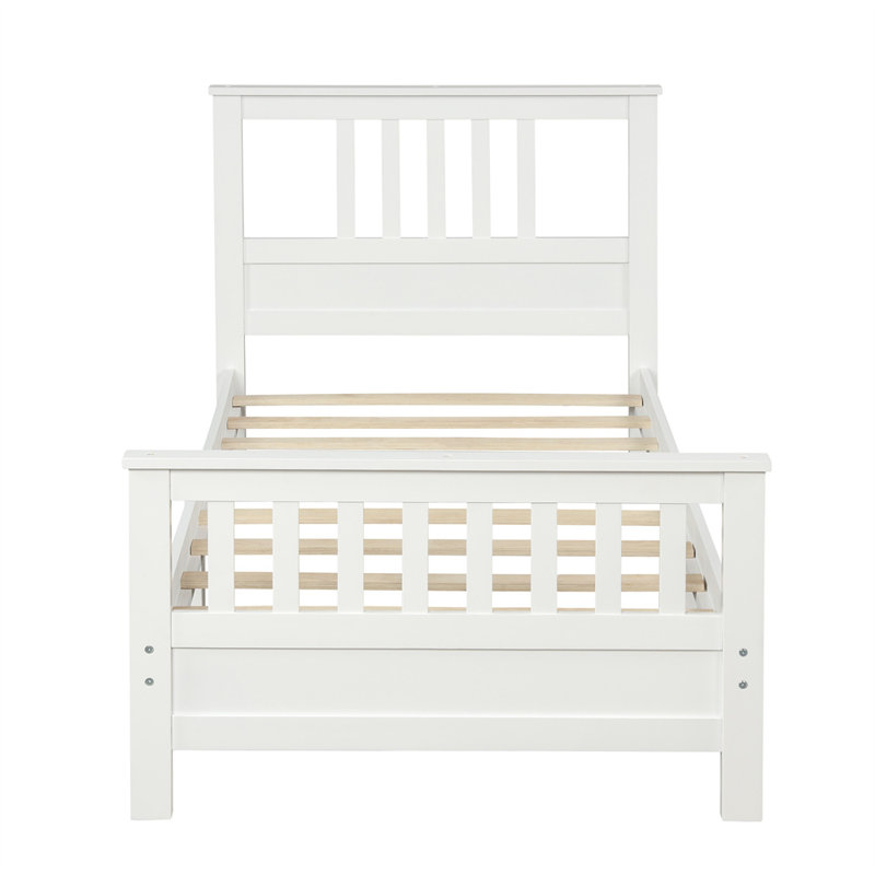 Lit plateforme simple en bois massif, Blanc