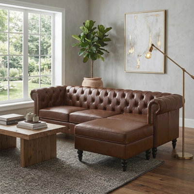 Modern 4-Seater L-Shaped Sectional Sofa with Storage Ottoman for Living Room