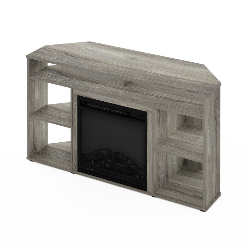 46.54'' W Corner Storage Credenza with Electric Fireplace, Gray