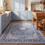 Tapis Laurel traditionnel, style persan audacieux, bleu, gris et crème, lavable à la machine, antidérapant, à poils courts, pour l'intérieur et l'extérieur, adapté aux animaux domestiques, idéal pour le salon, la chambre, la salle à manger, l'entrée, le couloir ou le bureau.-344246513