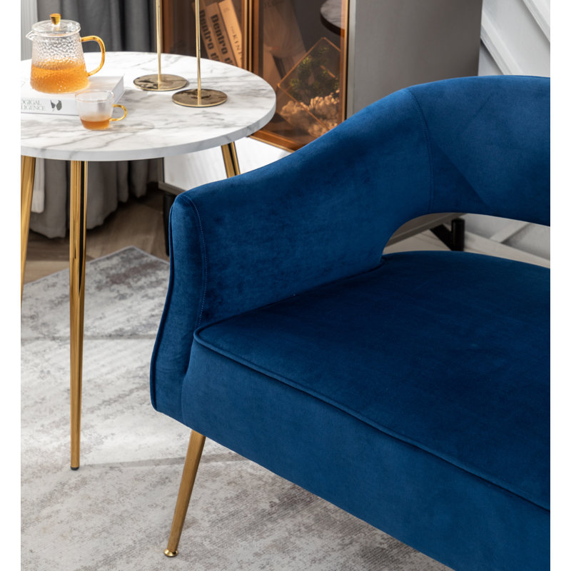 Deybi 51'' Velvet Recessed Arm Loveseat, Navy Blue Velvet