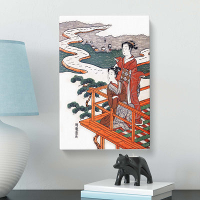 Overlooking The Fields by Isoda Koryusai - Wrapped Canvas