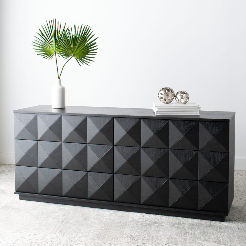 Commode double 6 tiroirs Iriye, Noir, noir, noir, noir