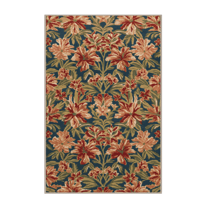 Tapis botanique brun lavable à la machine