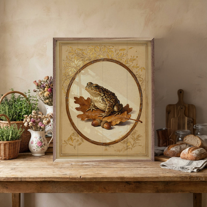 Toad On Gold Leaf Looking Left, 30" H x 24" W