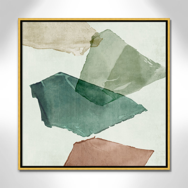 «Fragments in Soft Collision I» par Emma Peal, L 25,5 po x H 25,5 po, Toile avec cadre, Flotteur doré