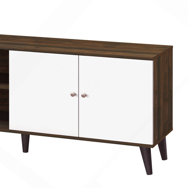 Meuble télé pour téléviseur de 63 po ou moins Amidon, avec 2 tablettes de rangement et 1 armoire, meuble télé moderne dans le salon