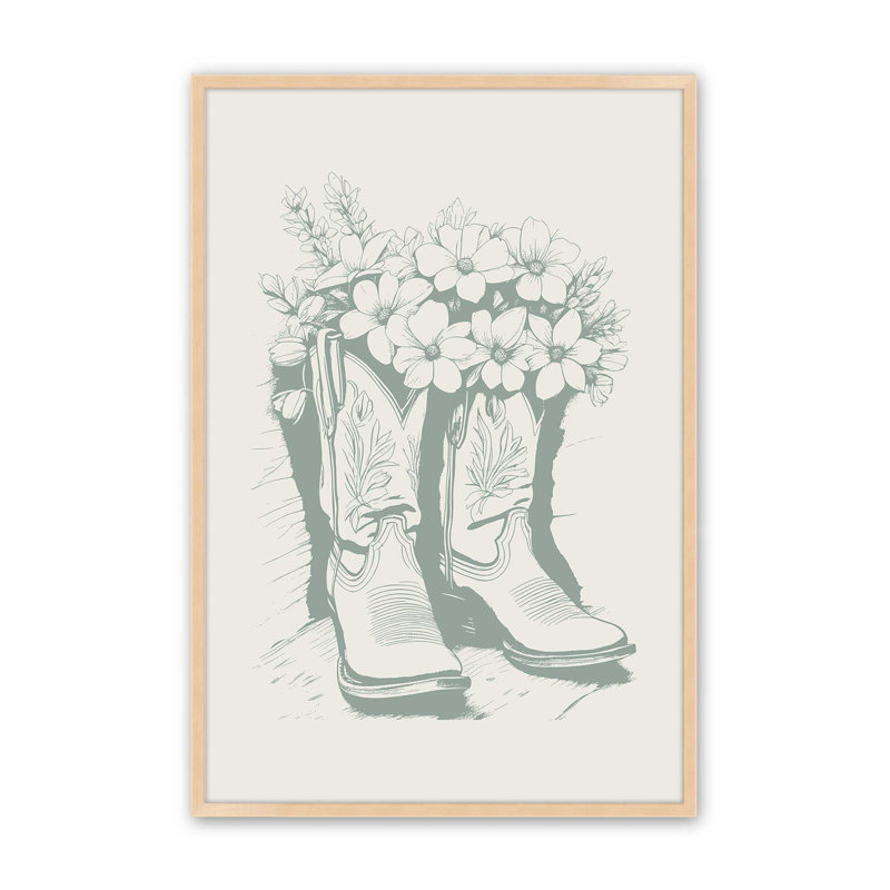 Bottes de cowboy vertes en fleurs, H 37 po x l 25 po, Érable brut