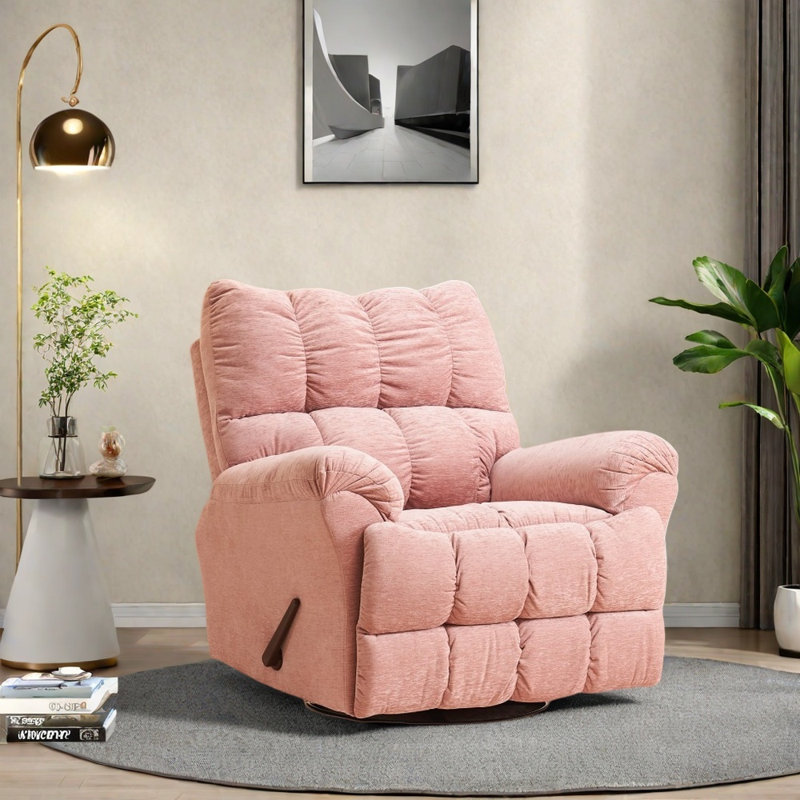 Beech solid wood Chenille chair, Pink