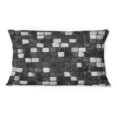 Carreaux de mosaïque gris gris Mid-Century V - coussin lombaire Mid-Century