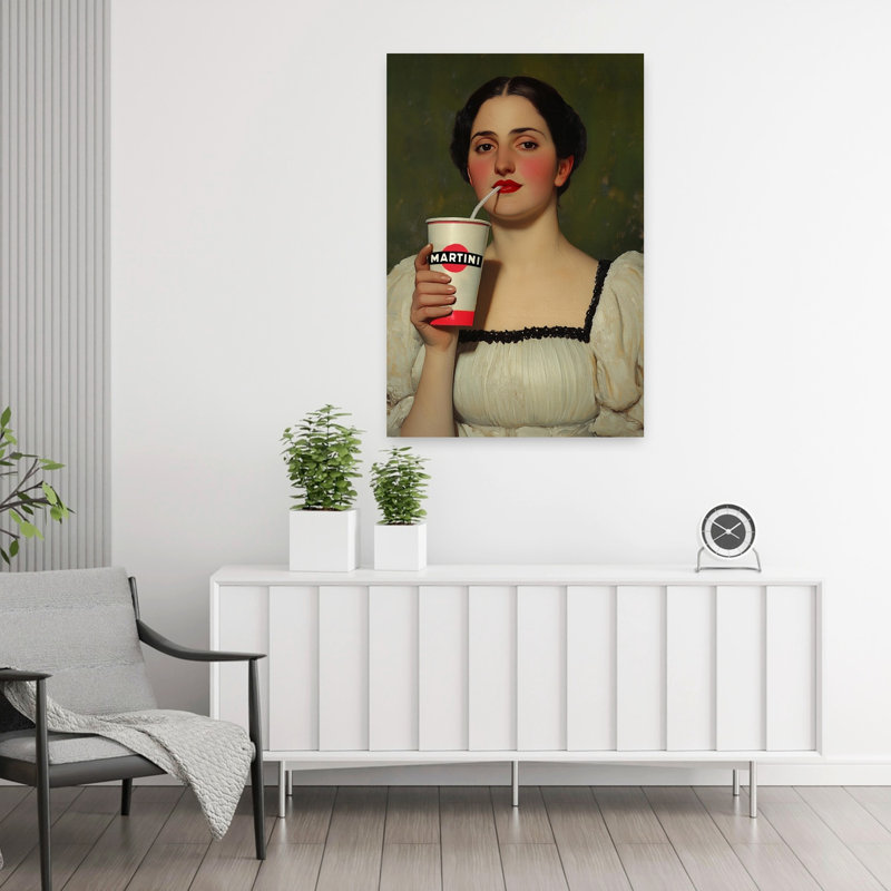 Art contemporain rétro, romantique, surréel, H 36 po x l 24 po