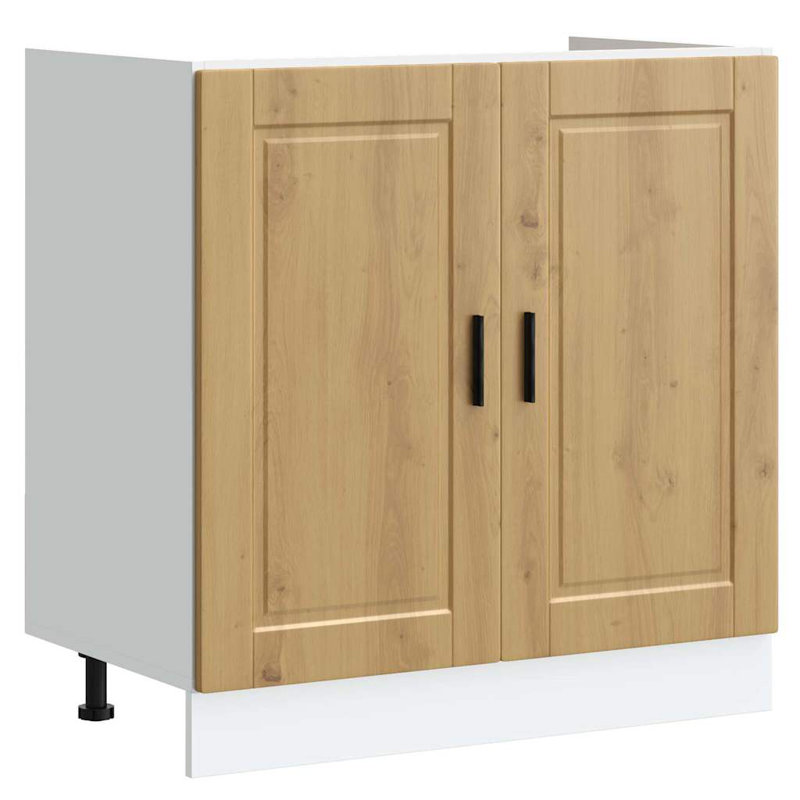  Sink Base Cabinet 2 Pcs Brown 80 X 46 X 84.5 Cm Engineered Wood