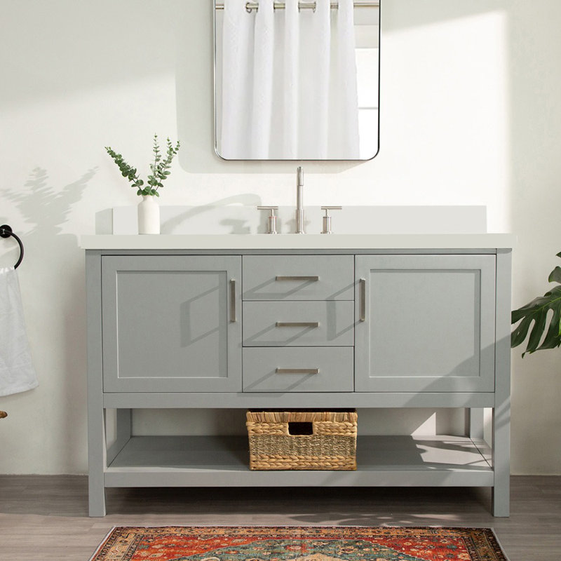 Ensemble de meuble-lavabo simple 55 po Abby, Gris