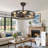 26'' Black Caged Ceiling Fans with Remote App Control for Patio Kitchen Bedroom, Farmhouse Flush Mount Ceiling Fan with Lights Reversible 6 Speed Timer -720269351-720269350