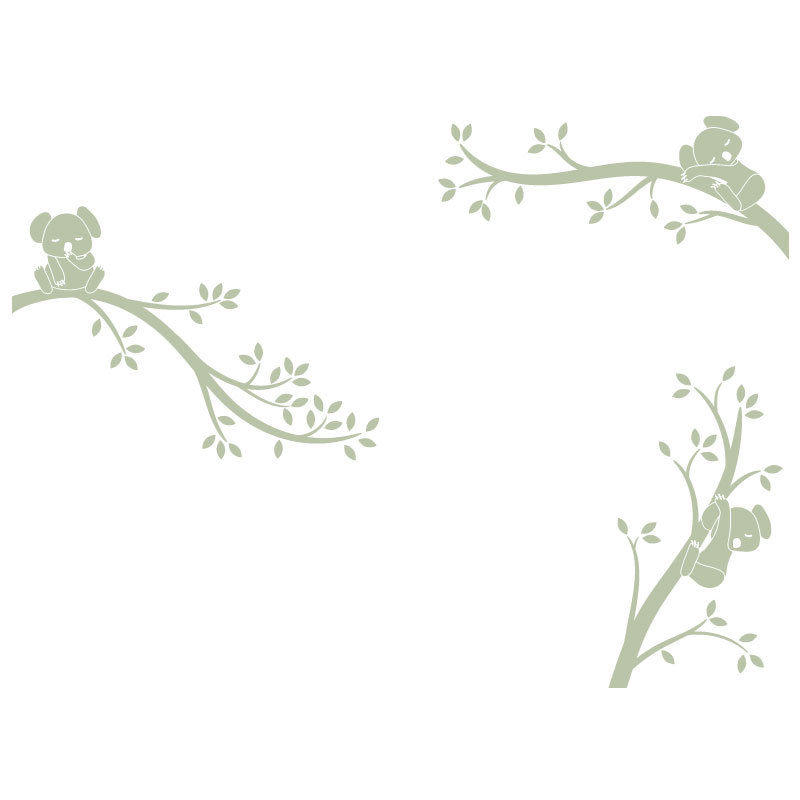Décalcomanie murale branches monochrome tree branches Koala, Vert clair