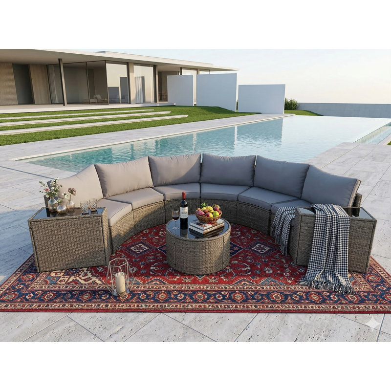 Canapé modulaire demi-lune pour l'extérieur, 6