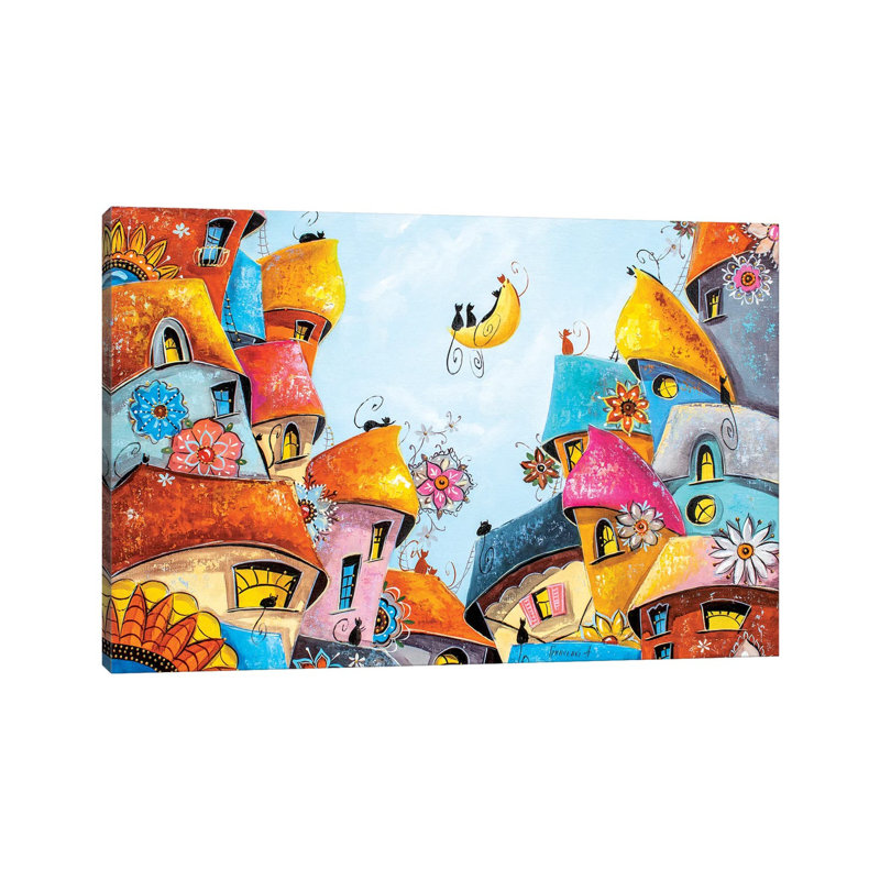 Lune de lune dans la ville des chats - NGR61, H 26 po x l 40 po x 1,5 po
