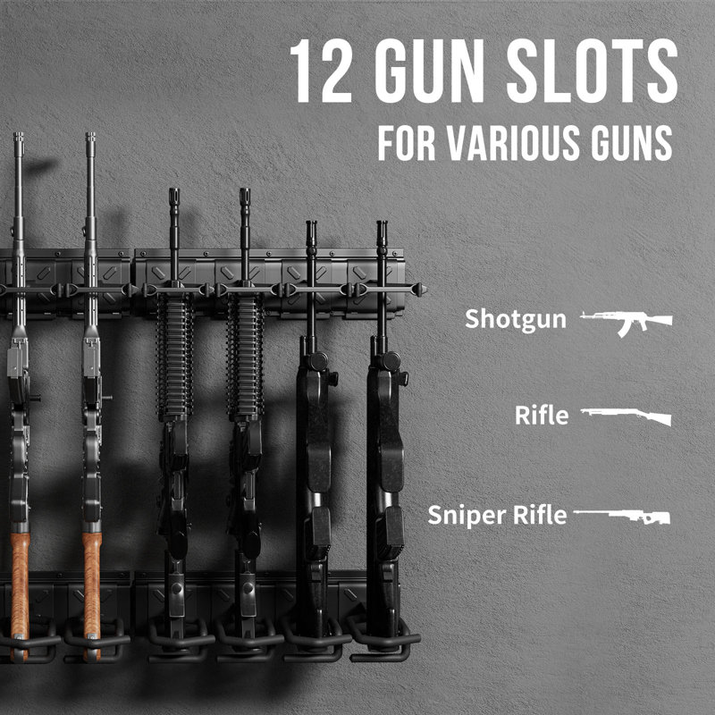 Porte-fusil, support mural pour porte-fusil, porte-fusil (12 fentes)