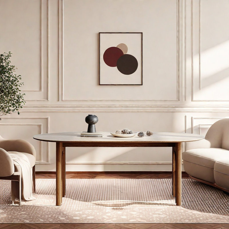 Table de salle à manger ovale French French, H 29,53 po x L 62,99 po x l 31,5 po