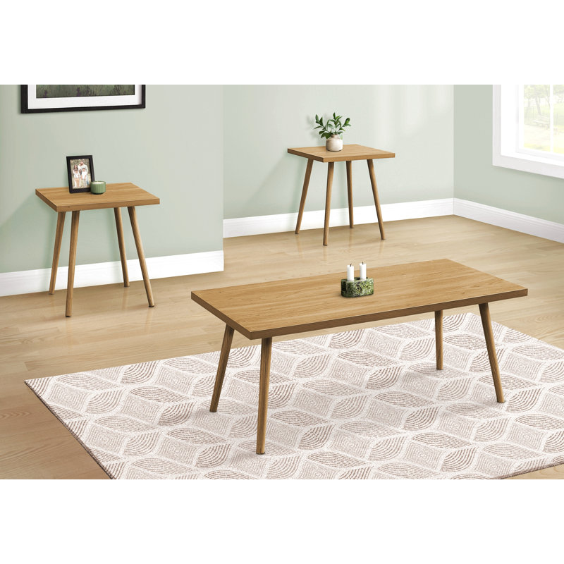 Ensemble de table, ensemble de 3 pièces, décor, café, bout, salon, stratifié noyer, contemporain, moderne, Naturel