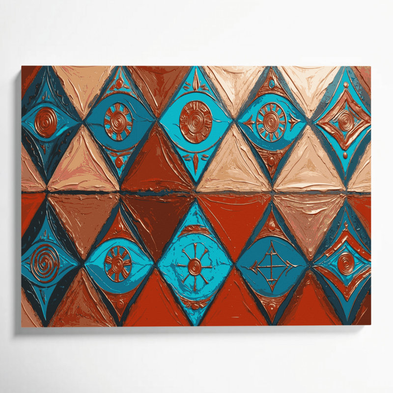 «Southwestern Patterns Zuni Diamonds 240», art mural sur toile brune