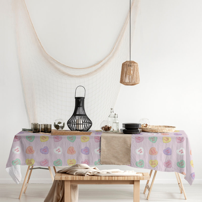 Festive Hol Tablecloth, 102" L x 58" W, Green/Violet