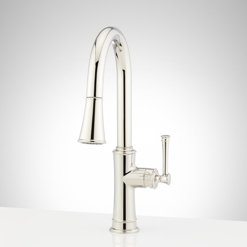 Robinet de cuisine à un trou Beasley, Nickel poli
