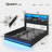 Queen Bed Frame with Bookcase Headboard, Wooden Bed Frame Queen Size with Charging Station, 4 Storage Drawers and LED Lights, with Type-C and USB, No Box Spring Needed, Black-202005755-215176010