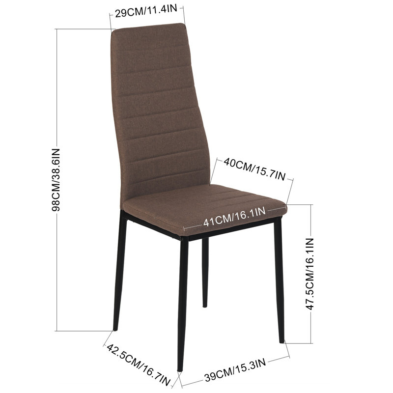 Belzora 47.5cm H Fabric Upholstered Metal Upholstered Back Side Chair, Brown, Black